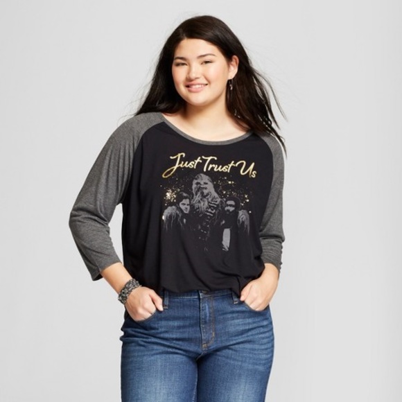 Star Wars "Just Trust Us" Graphic 3/4 Sleeve Top - Picture 1 of 5